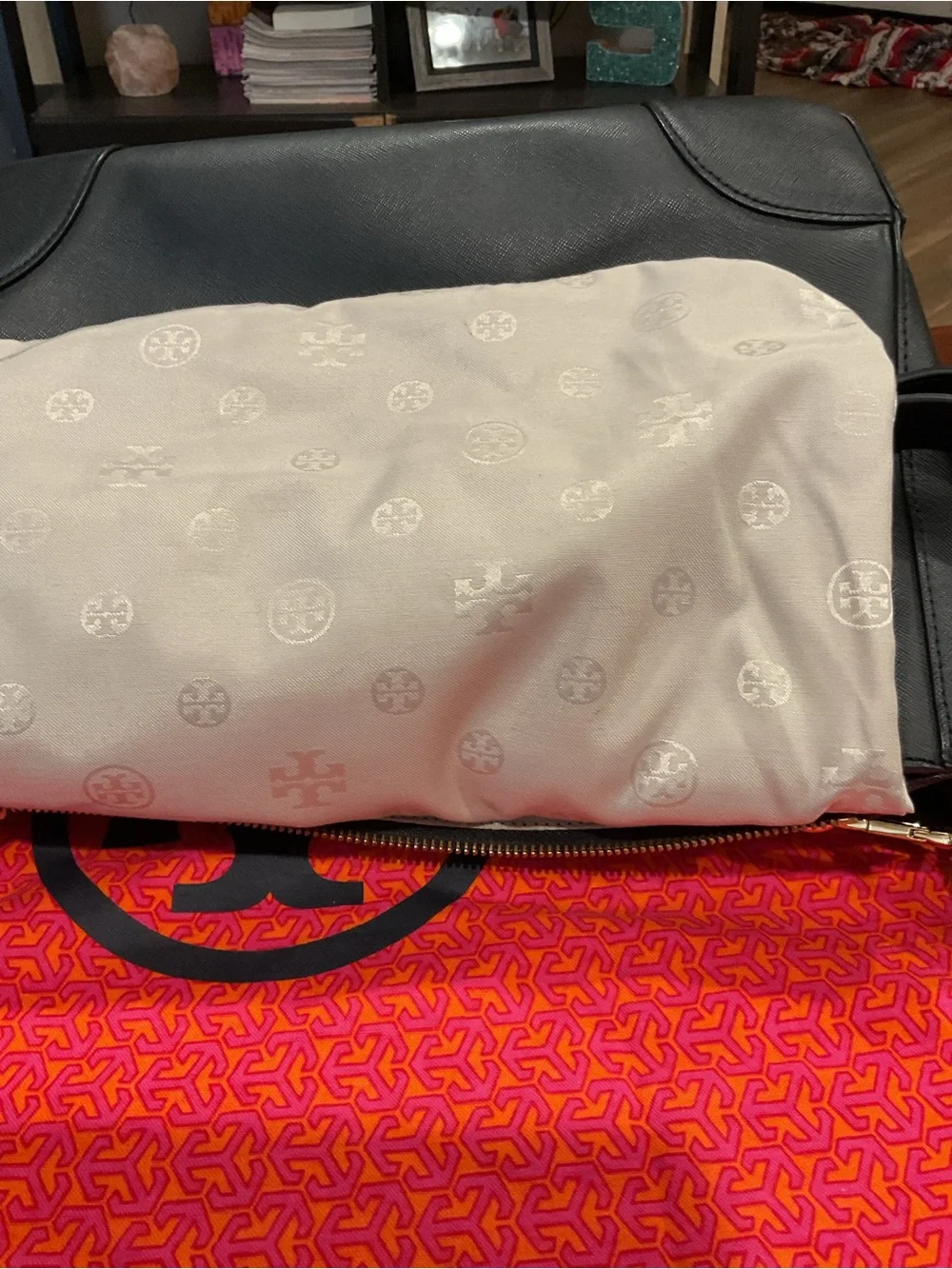 Tory Burch Black Leather Satchel with Gold Hardware